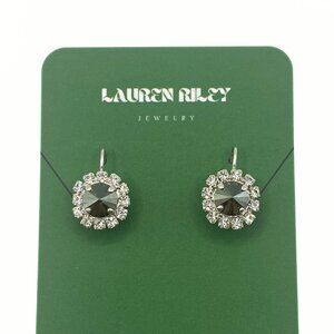 Handcrafted Rhinestone Halo Gun Metal Swarovski Crystal Earrings - Nickel-Free